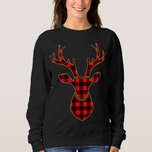 Sudadera Familia de búfalos de caza de renos Red Plaid