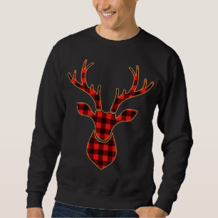 Sudadera Familia de búfalos de caza de renos Red Plaid