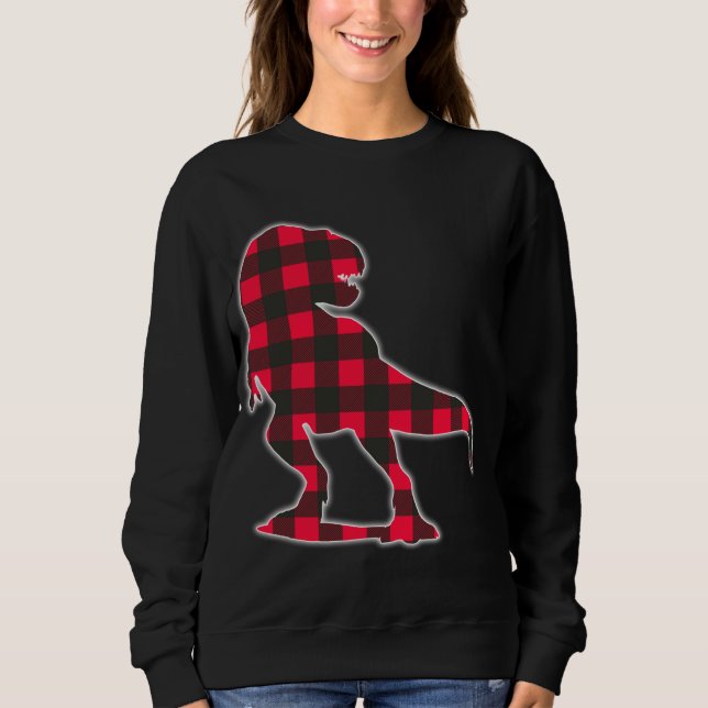 Sudadera Familia de búfalos Red Plaid Dinosaur Matanza Paja (Anverso)