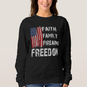 Sudadera Familia de Fe Armas de Fuego Libertad Bandera Amer