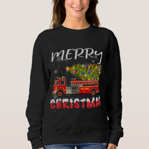 Sudadera Familia de Navidades de bomberos de camiones ciruj