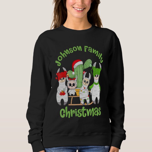 Sudadera Familia Llama Hombres Mujeres y Niños Johnson Chr (Anverso)