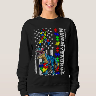 Sudadera Familia Mummysaurus Autism Us Flag Dinosaur Puzzle
