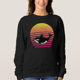 Sudadera Familia Orca Vintage Retro Art Killer Whale Family
