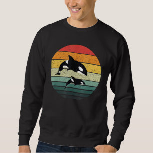Sudadera Familia Orca Vintage Retro Art Killer Whale Family