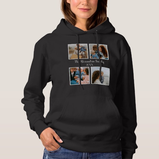 Sudadera Familia personalizada 4 plantilla de collage de fo (Anverso)