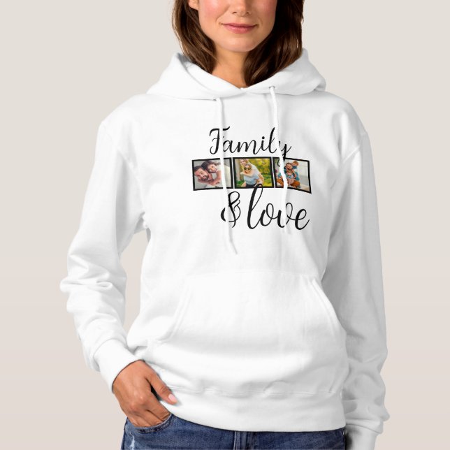 Sudadera Familia personalizada y Collage de fotos de amor (Anverso)