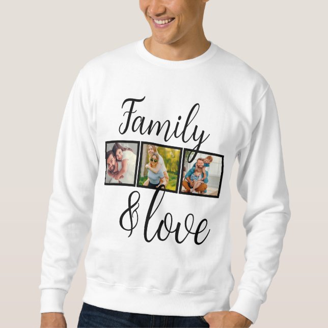 Sudadera Familia personalizada y Collage de fotos de amor (Anverso)