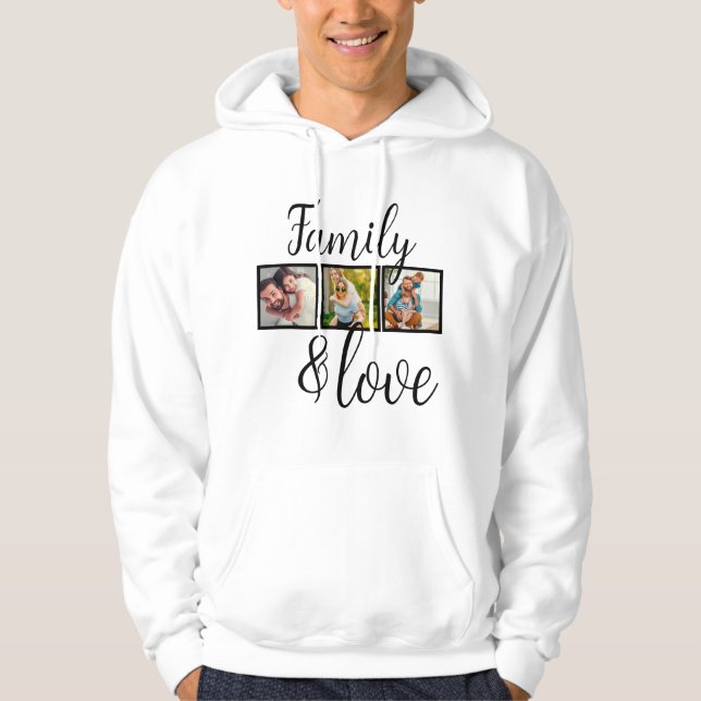 Sudadera Familia personalizada y Collage de fotos de amor (Anverso)