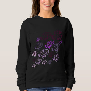 Sudadera Familia Pescado Ombre Arte Gráfico Púrpura
