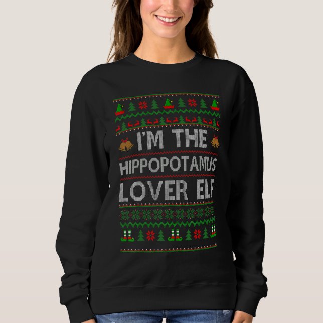 Sudadera Familia Que Coincide Fea Con El Hippopótamo Elf Ch (Anverso)