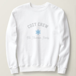 Sudadera familiar de copos de nieve blancos y azul