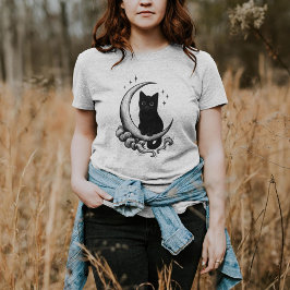 Sudadera Familiar iluminado por luna - Gato negro en luna c