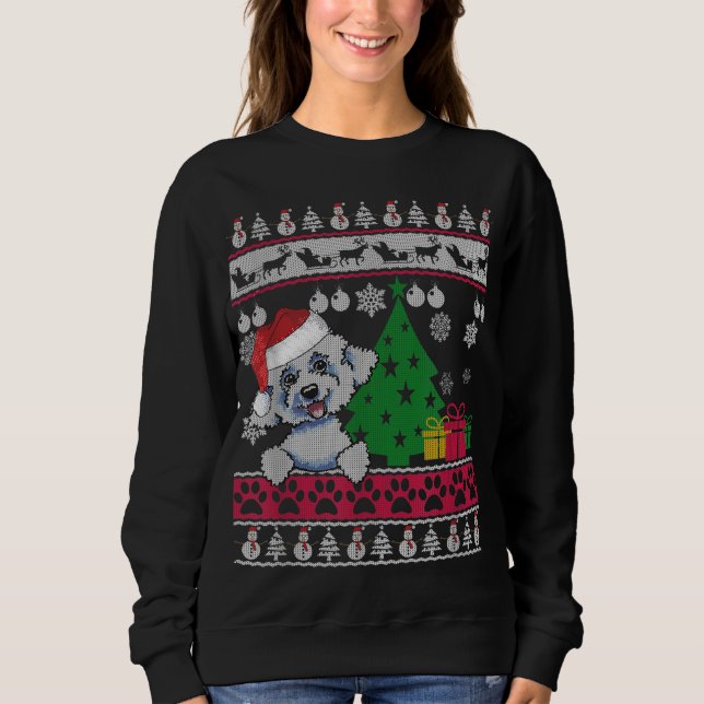 Sudadera Famosos Navidades de Bichon Frise Amor Perro Feo D (Anverso)