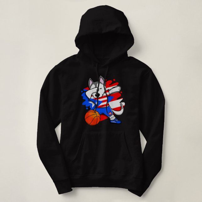 Sudadera Fans de baloncesto de Dabbing Husky Puerto Rico Je (Diseño del anverso)