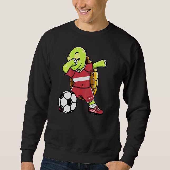 Sudadera Fans de Letonia de fútbol de Tortuga Dabbing Latvi (Anverso)