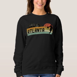 Sudadera Fans del Atlanta Ga Cityscape Retro Sun Basketball