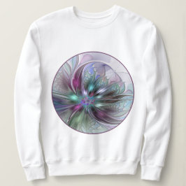 Sudadera Fantasía colorida Resumen Flor Fractal Moderna