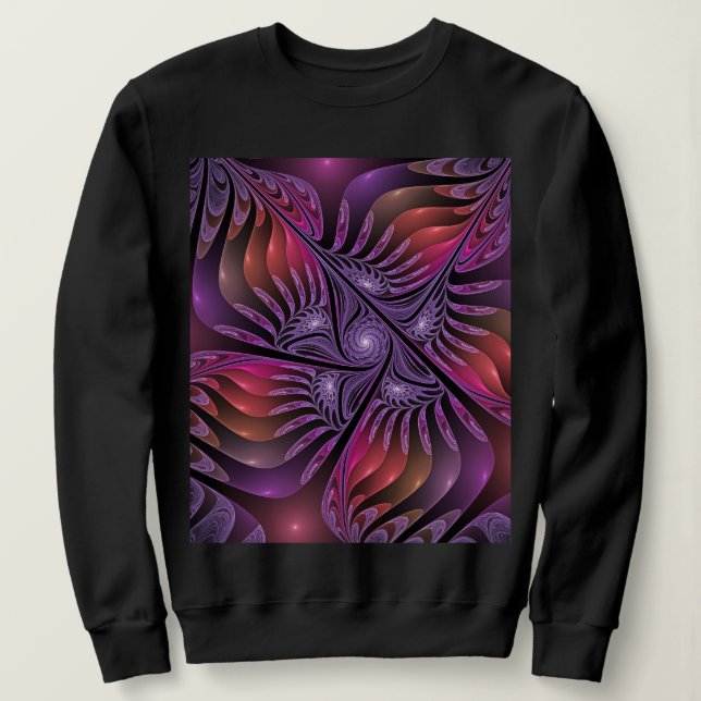 Sudadera Fantasía colorida Resumen Trippy Purple Fractal (Anverso del diseño)