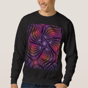 Sudadera Fantasía colorida Resumen Trippy Purple Fractal