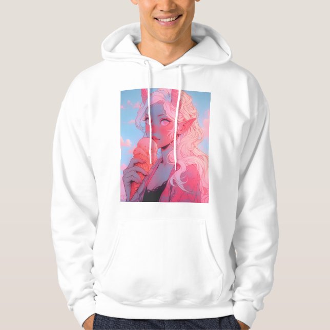 Sudadera Fantasía Crema de hielo rosa suave Anime Chica (Anverso)