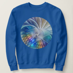 Sudadera Fantasía floral, flor fractal abstracta colorida
