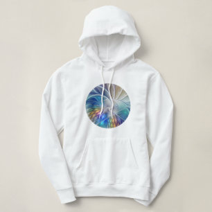Sudadera Fantasía floral, flor fractal abstracta colorida