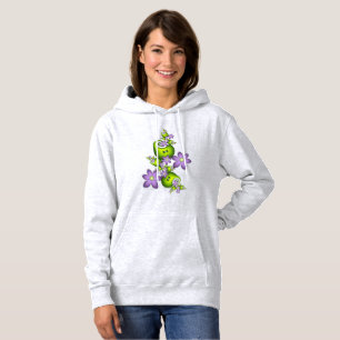 Sudadera Fantasía floral flores lila formas verdes fractal