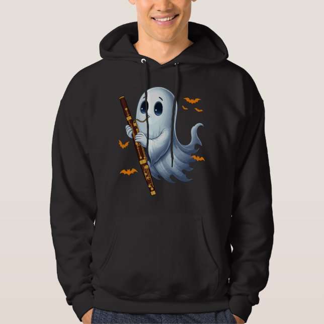 Sudadera Fantasma Boo Tocando Fagot Instrumento Musical de  (Anverso)