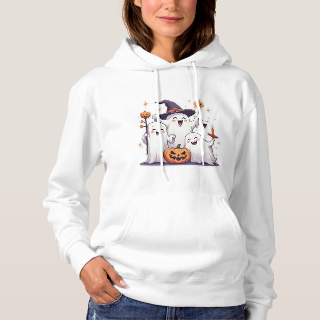 Sudadera Fantasma Cute Halloween - Calabaza Kawaii (Anverso)