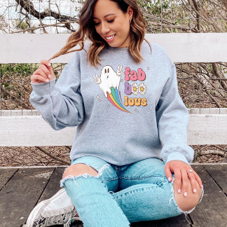 Sudadera Fantasma de Arcoíris Femenino Fab-Boo-Loso Hallowe