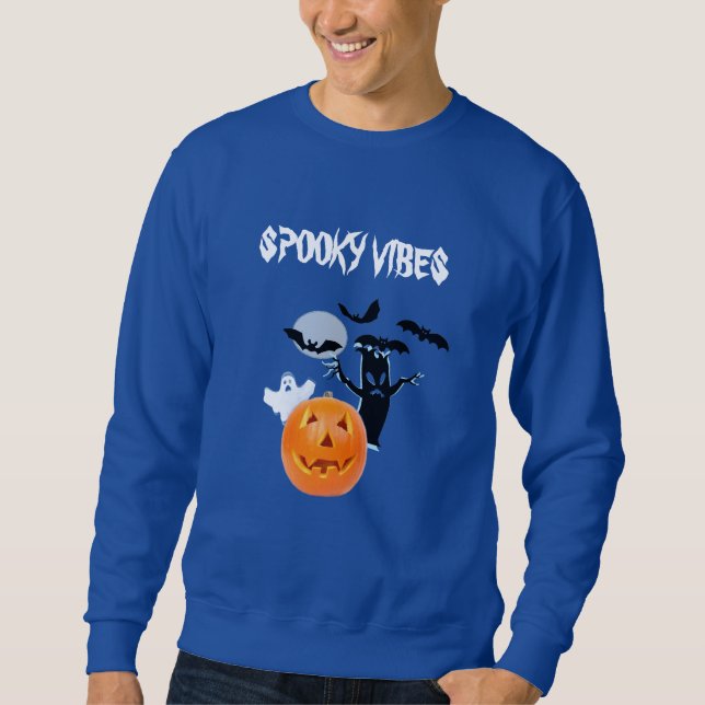 Sudadera Fantasma de calabaza y murciélagos de vibraciones  (Anverso)