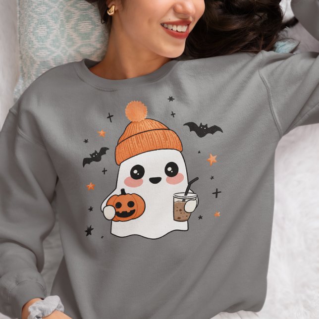 Sudadera Fantasma de Halloween con café helado (Subido por el creador)