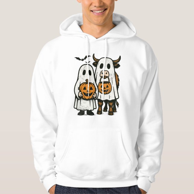 Sudadera Fantasma de Halloween de vaca de las Tierras Altas (Anverso)
