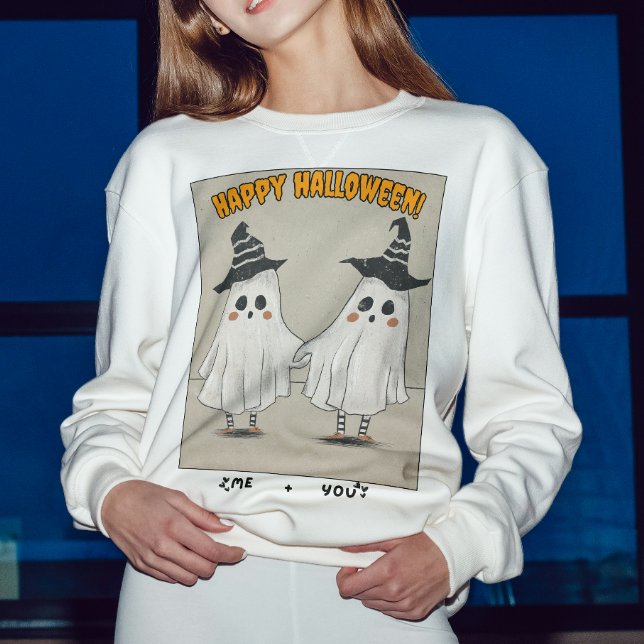 Sudadera Fantasma de Halloween retro para parejas (Subido por el creador)