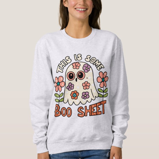 Sudadera Fantasma floral de Groovy Esta es una hoja de boom (Anverso)