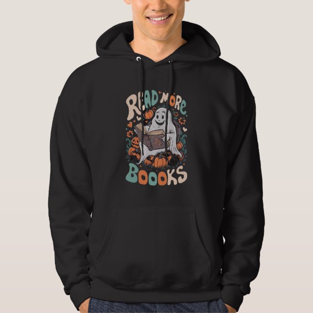 Sudadera Fantasma Lindo Lee Más Libros Profesor Halloween  (Anverso)