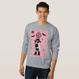 Sudadera Fantasma retro disco con sello de Halloween de gat