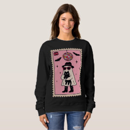 Sudadera Fantasma retro disco con sello de Halloween de gat