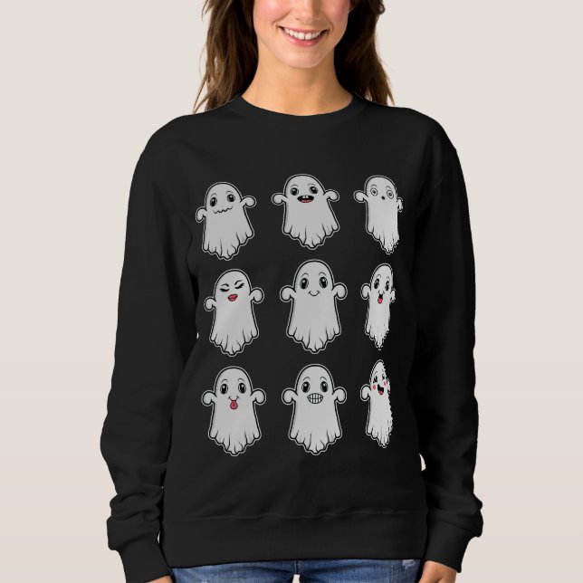 Sudadera Fantasmagoría de Halloween con varias expresiones  (Anverso)