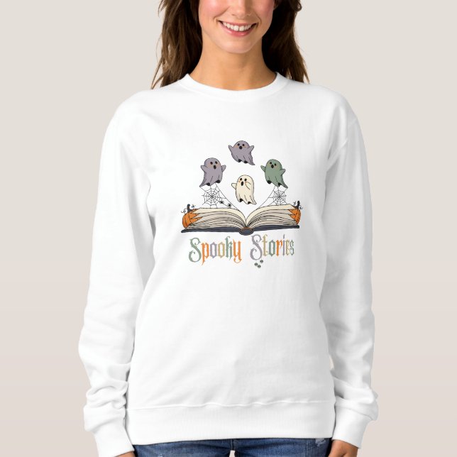 Sudadera Fantasmas leyendo historias espeluznantes Hallowee (Anverso)