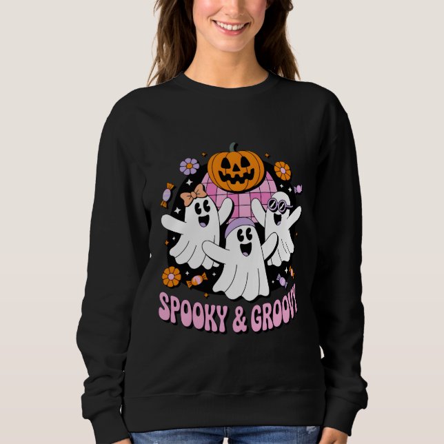 Sudadera Fantasmas retro disco Spooky Groovy Halloween (Anverso)