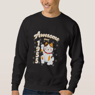 Sudadera Fantástico cumpleaños desde 1955 Gato Wavi de Muje