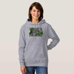 Sudadera Fantasy World Green And Gray Abstract Fractal Art
