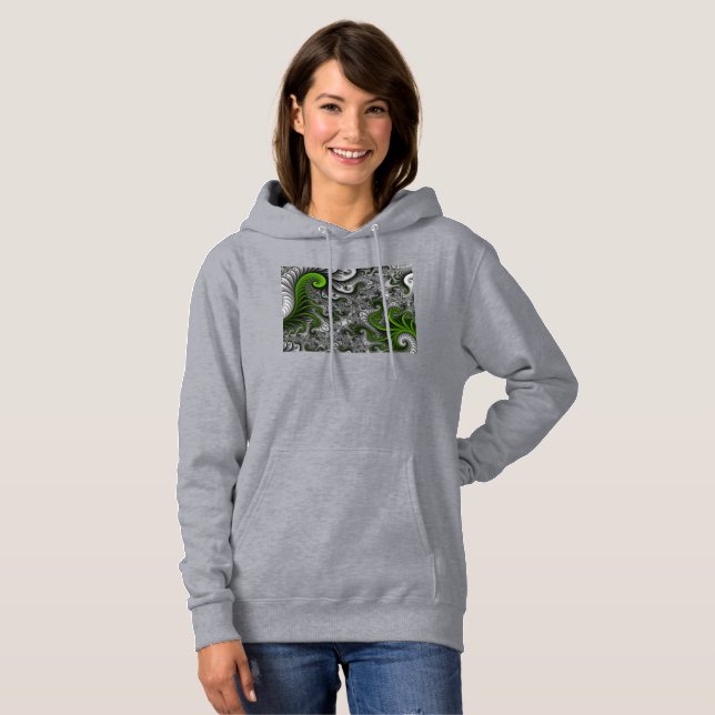 Sudadera Fantasy World Green And Gray Abstract Fractal Art (Anverso completo)