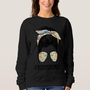 Sudadera Farm Bonus Mom Life Messy Bun Hair Glasses Madre'