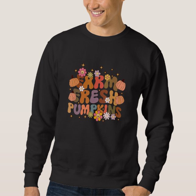 Sudadera Farm Fresh Pumpkins Groovy Thanksgiving Vibes Hell (Anverso)