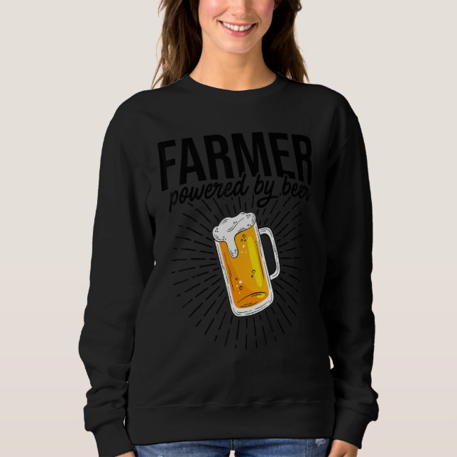 Sudadera Farmer Powered By Beer Farming Agriculture Tractor (Anverso)