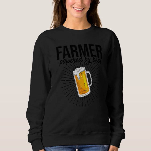 Sudadera Farmer Powered By Beer Farming Agriculture Tractor (Anverso)