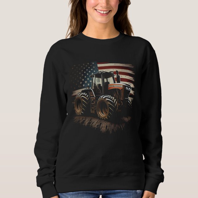 Sudadera Farmer Tractors USA Flag Patriotic Farming (Anverso)